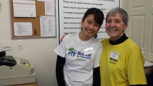 Volunteer, Vicki, with a Japan exchange student.